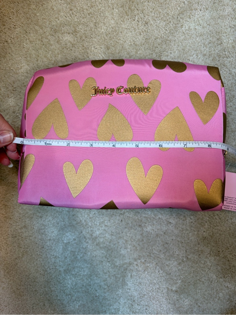 Juicy Couture Pink Cosmetic Pouch with Gold Heart Motif and Travel Bottle - Picture 12 of 17